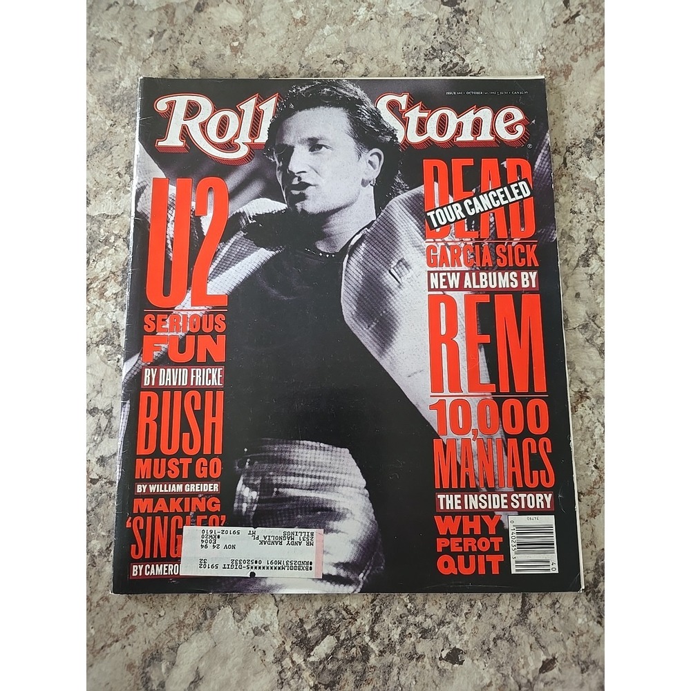 Rolling Stone 640 October 1992 Magazine U2, REM, Bush, 10,000 Maniacs